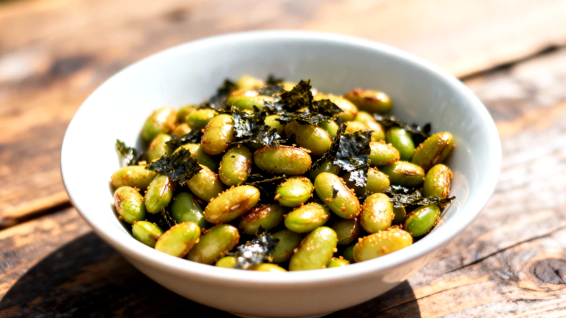 Edamame tostati con alghe nori"